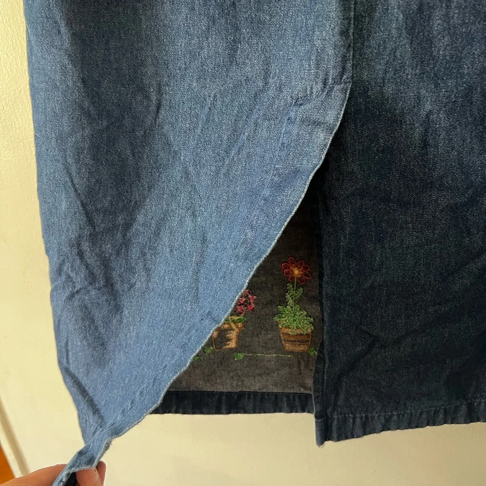 Vintage Embroidered Denim Skirt - Blue - Picture 8 of 11